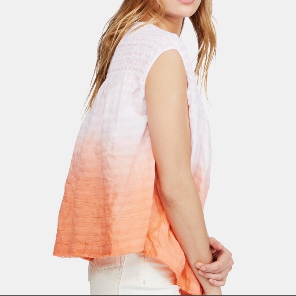 Pristine Free People Little Bit Of Something Ombré Pink Combo Blouse Size: L